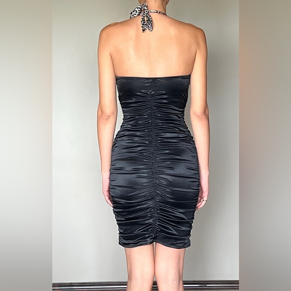 Ruched animal print halter dress in size XXS. Dress has stretch and can fit S. - Picture 3 of 10